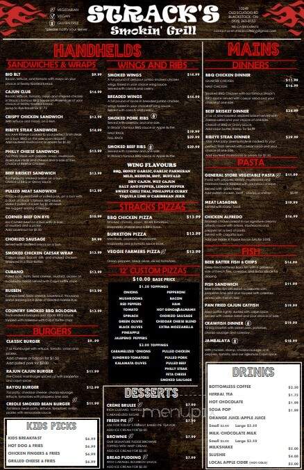 Strack's Smokin Grill - Blackstock, ON menu_pic