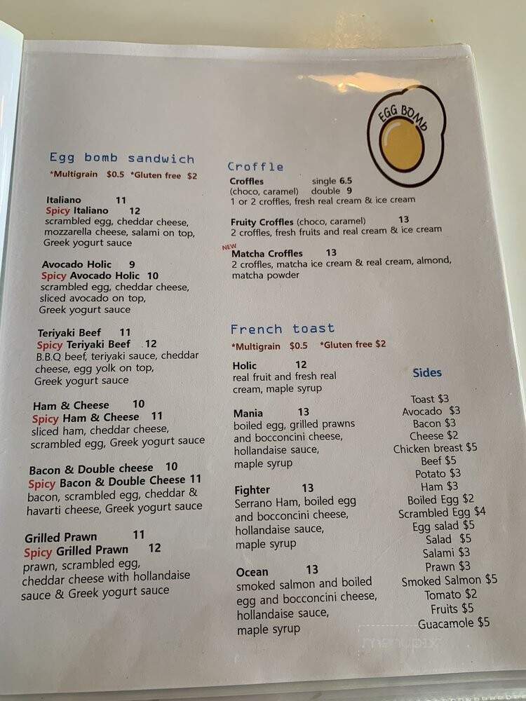 Egg Bomb - Langley, BC menu_pic