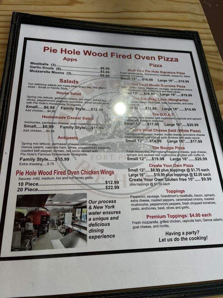 Piehole Wood Pizza - Fort Pierce, FL menu_pic