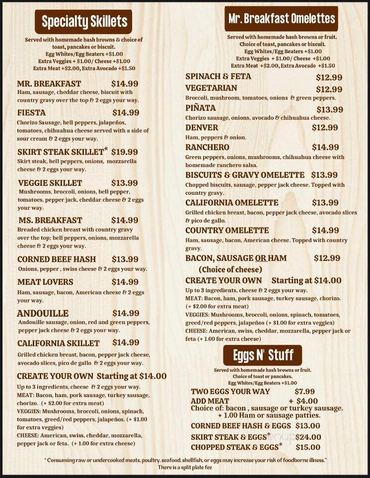 Mr. Breakfast Restaurant - Hoffman Estates, IL menu_pic
