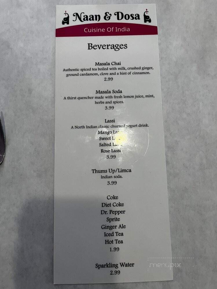 Naan and Dosa - Albuquerque, NM menu_pic