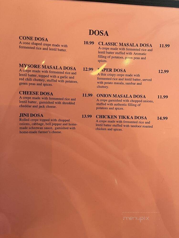 Naan and Dosa - Albuquerque, NM menu_pic