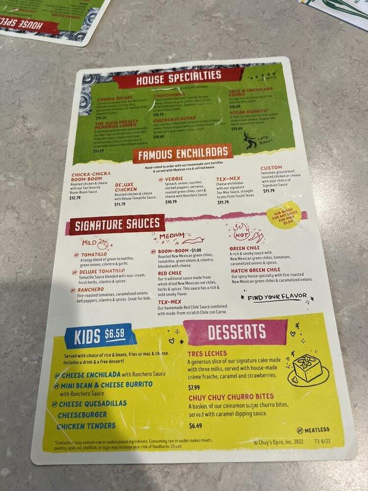 Chuy's - Brentwood, TN menu_pic