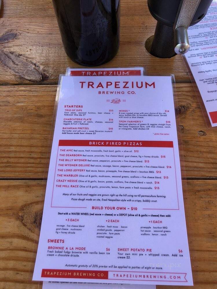 Trapezium Brewing - Amherst, VA menu_pic