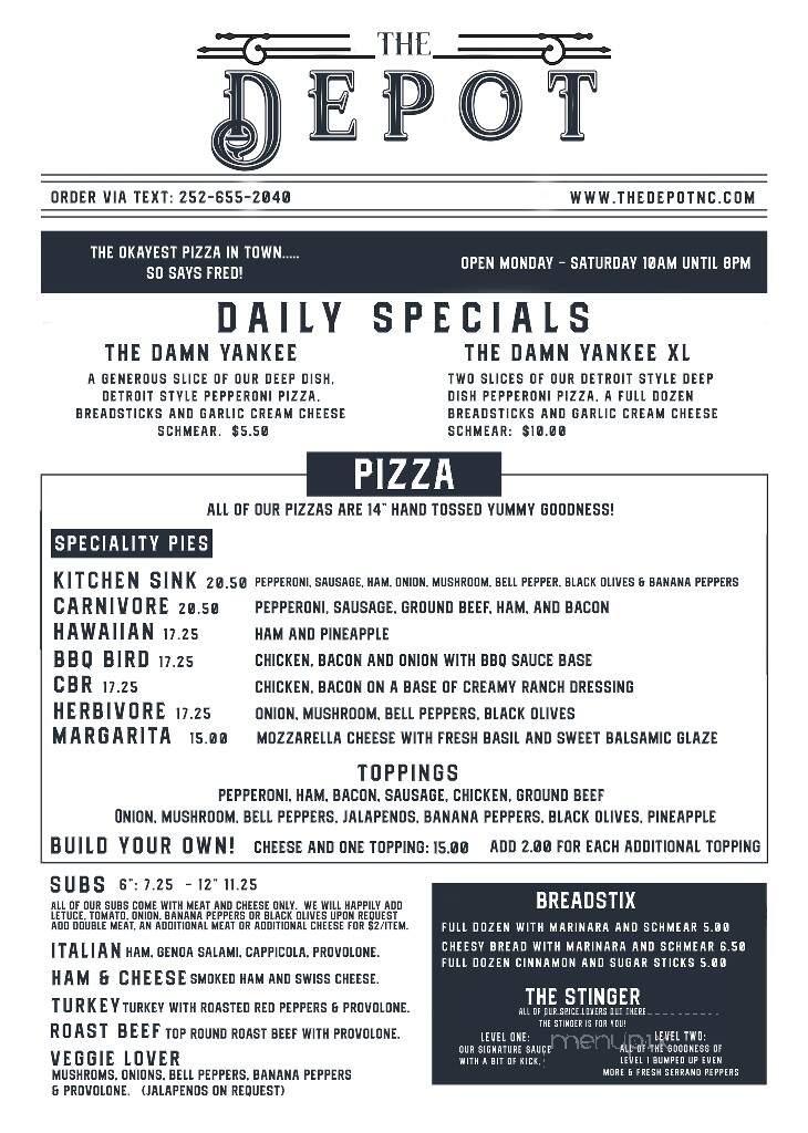 The Depot - Columbia, NC menu_pic