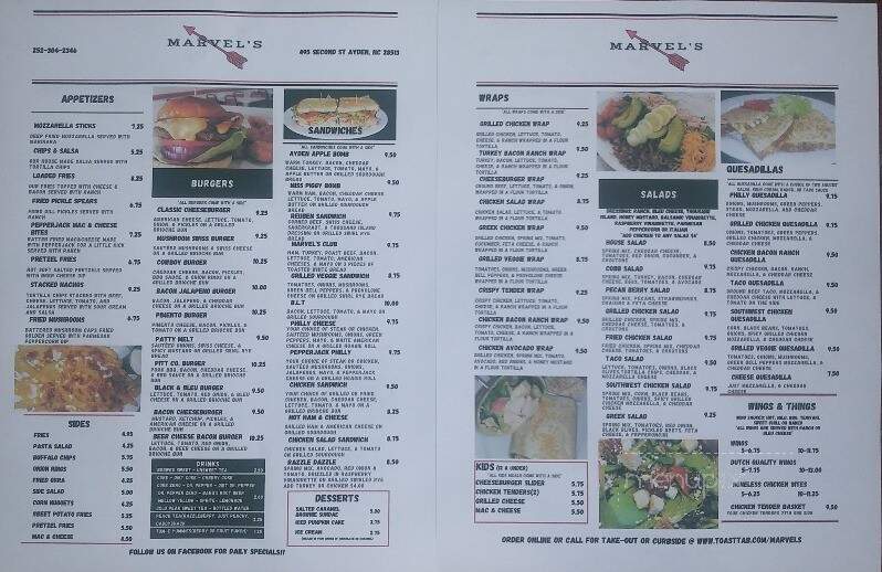 Marvels - Ayden, NC menu_pic