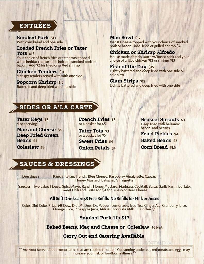 Two Lakes Tavern - Manitou Beach, MI menu_pic