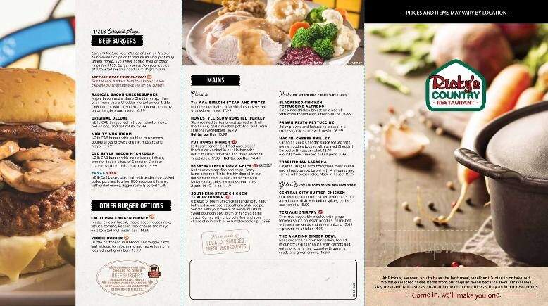 Ricky's Country Restaurant - Mission, BC menu_pic