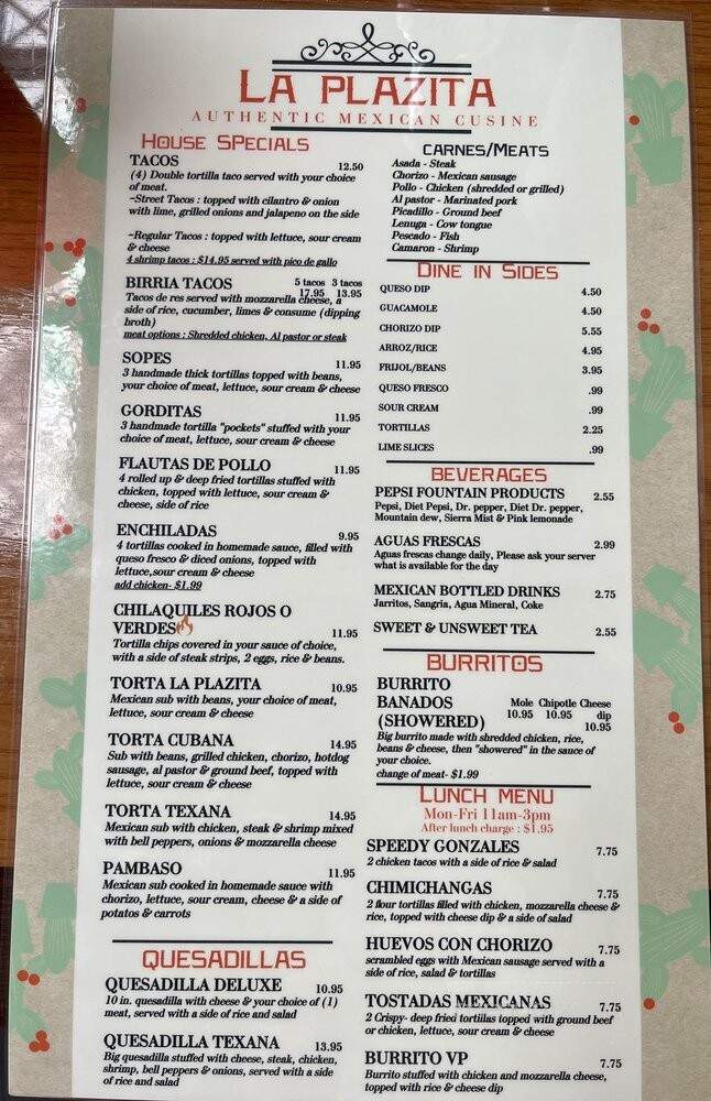 La Plazita - Martinsville, VA menu_pic