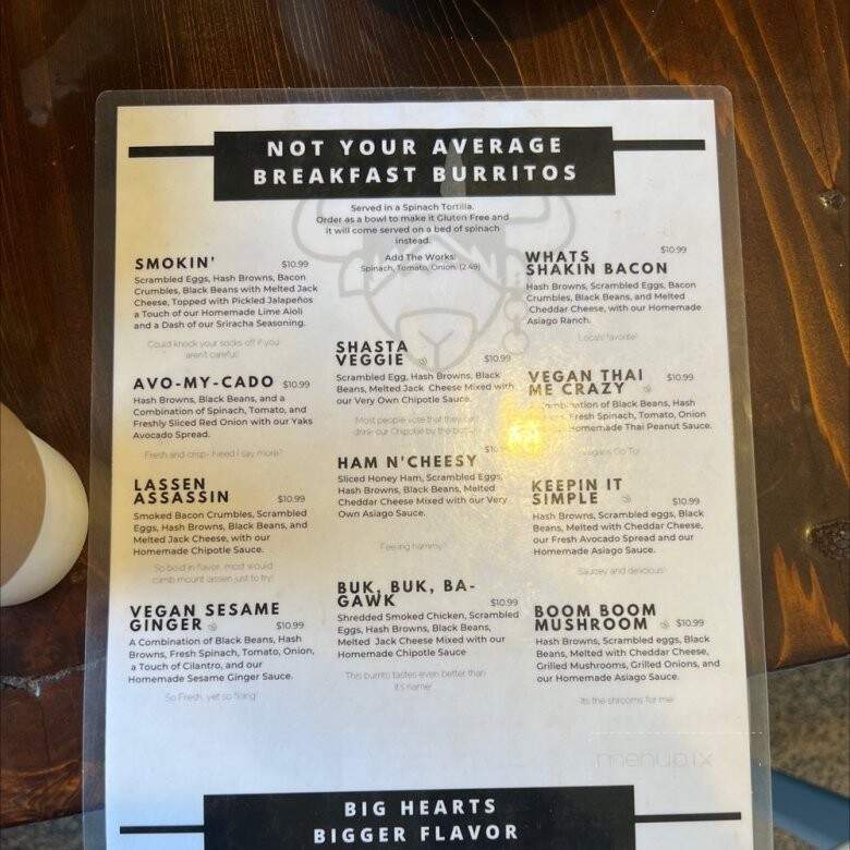 Yaks Shack - Mt. Shasta, CA menu_pic