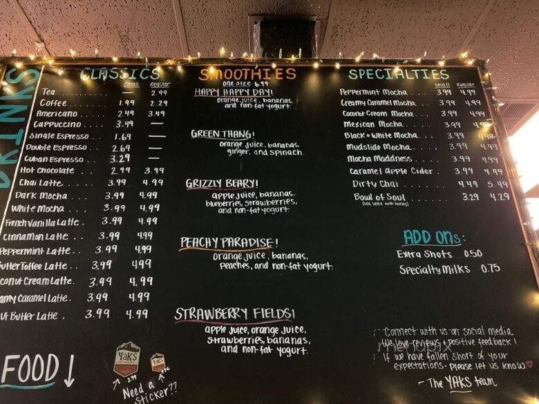 Yaks Shack - Mt. Shasta, CA menu_pic