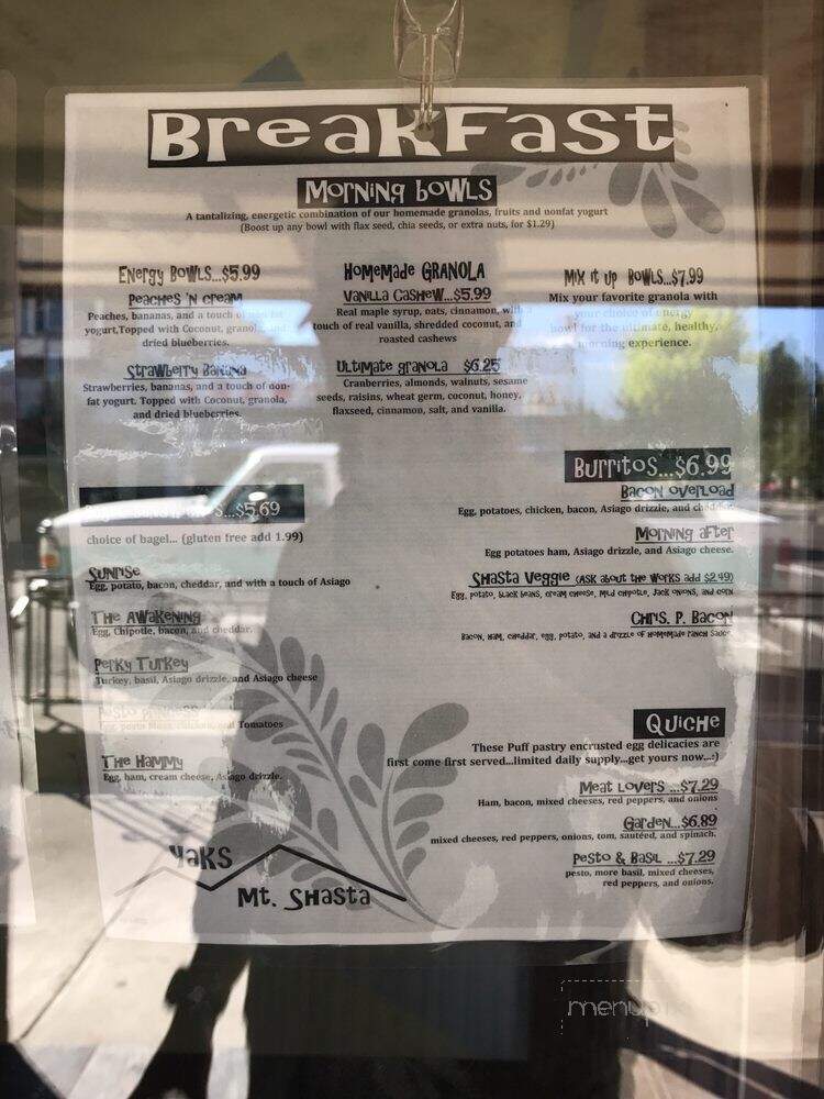 Yaks Shack - Mt. Shasta, CA menu_pic