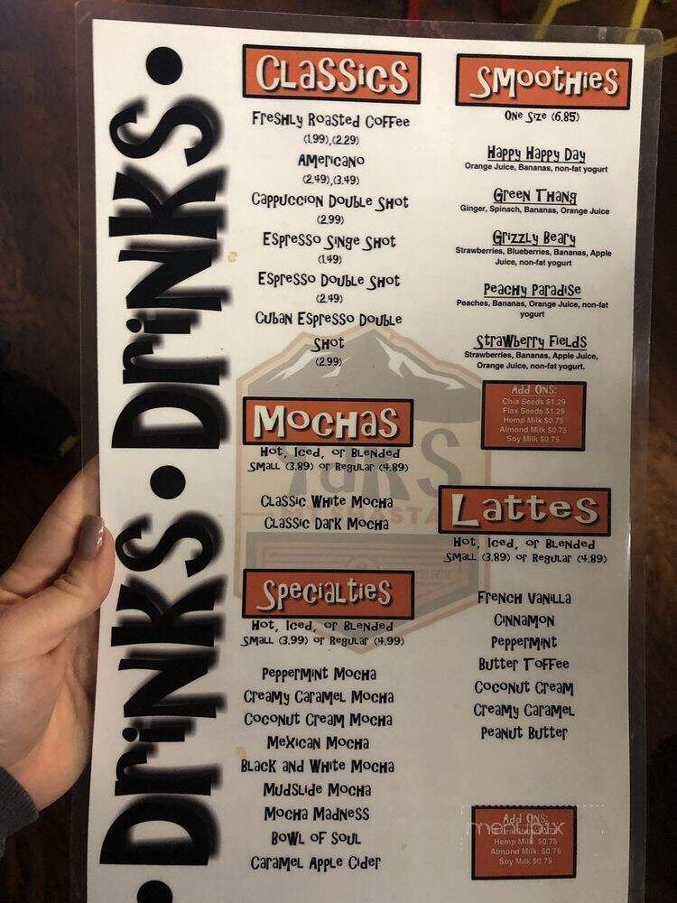 Yaks Shack - Mt. Shasta, CA menu_pic