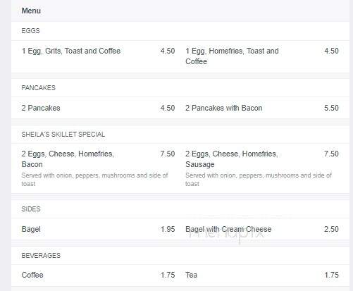 Sheila's Cafe - Saint Augustine, FL menu_pic