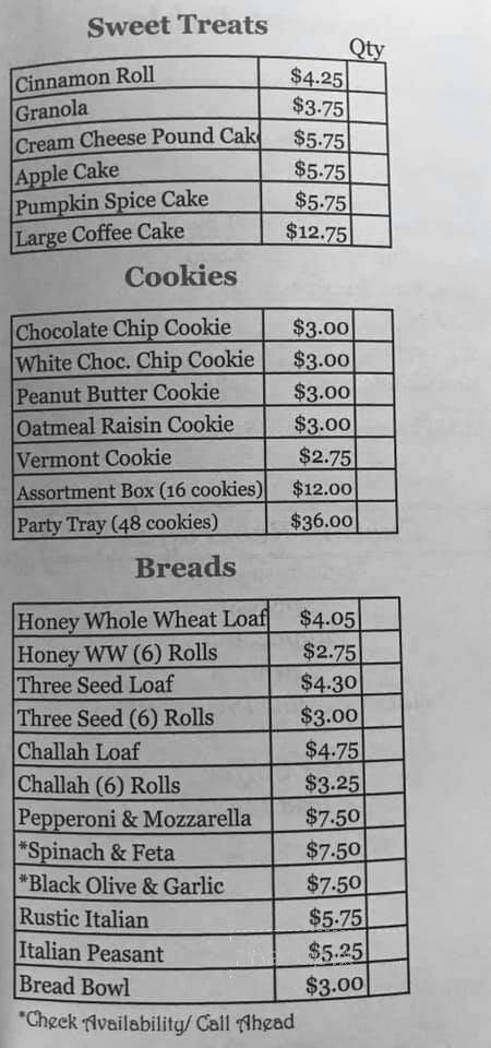 Sticky Fingers Bakery - Dover, VT menu_pic