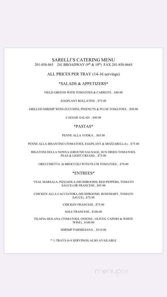 KP Sarelli's - Bayonne, NJ menu_pic