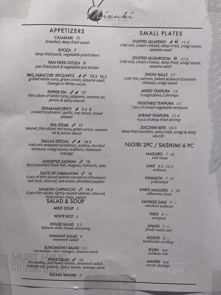 Mizuki Sushi - Citrus Heights, CA menu_pic