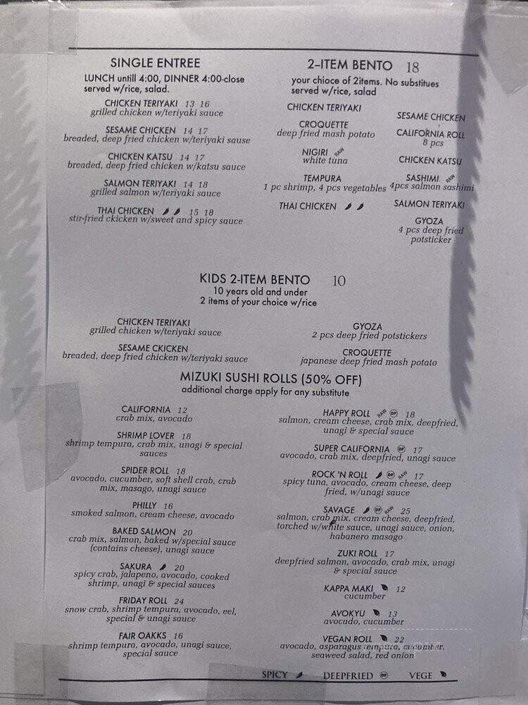 Mizuki Sushi - Citrus Heights, CA menu_pic