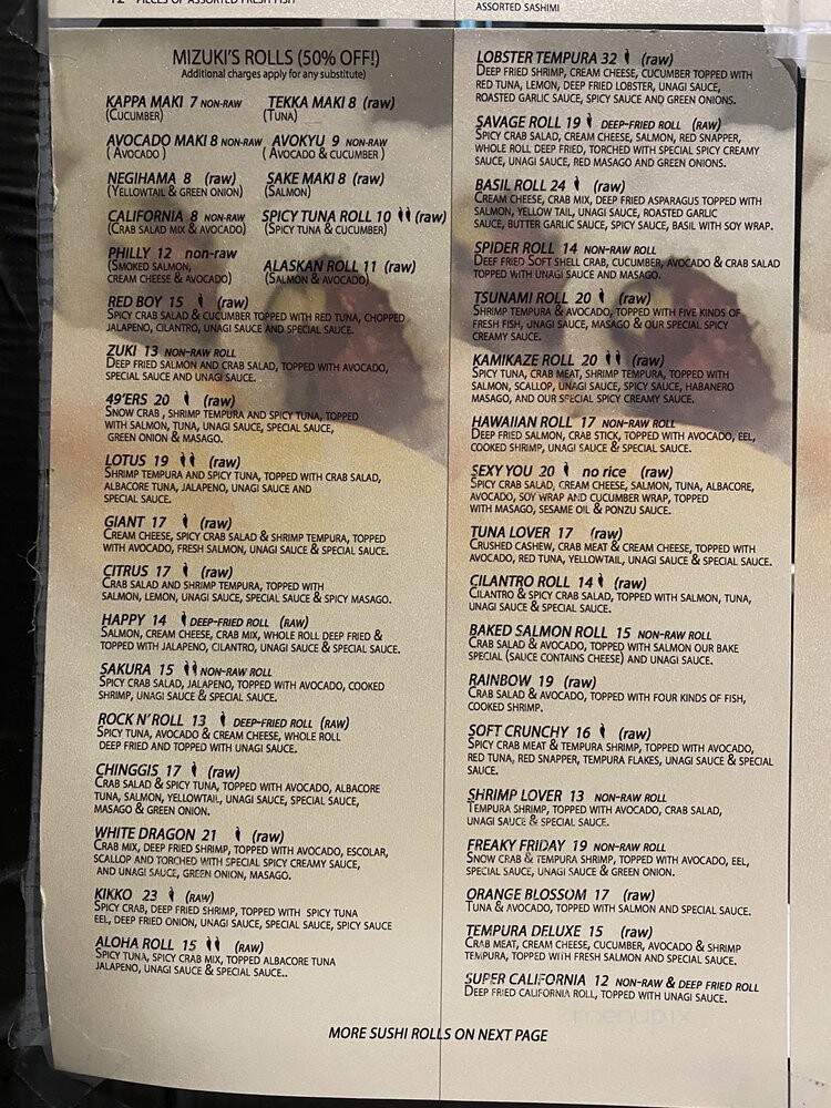 Mizuki Sushi - Citrus Heights, CA menu_pic
