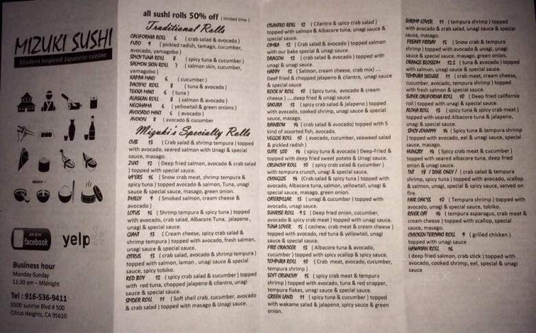 Mizuki Sushi - Citrus Heights, CA menu_pic