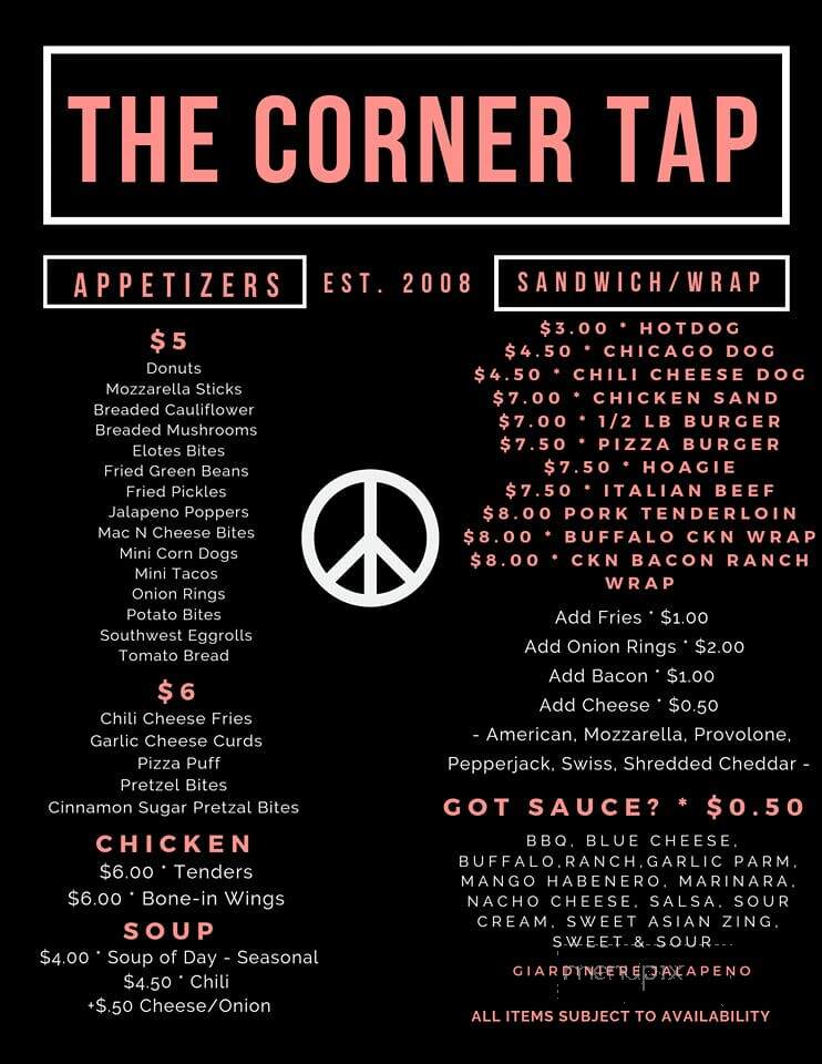Corner Tap - Wilmington, IL menu_pic