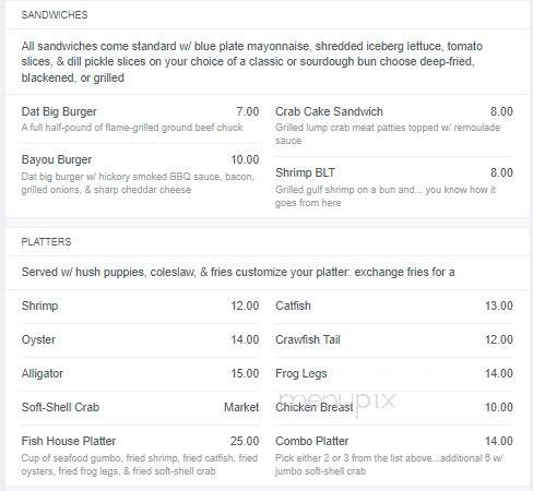 Tommy's Fish House - Prairieville, LA menu_pic