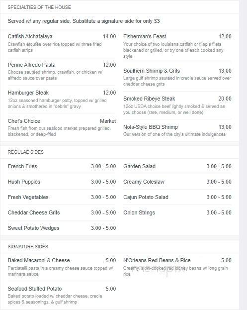 Tommy's Fish House - Prairieville, LA menu_pic
