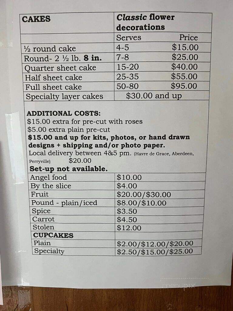 Golls Bakery - Havre de Grace, MD menu_pic
