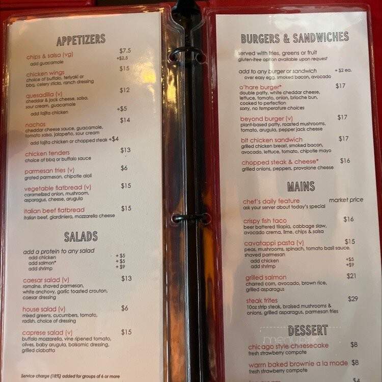Red Bar - Rosemont, IL menu_pic