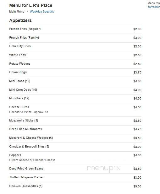 L R's Place - Rio, WI menu_pic