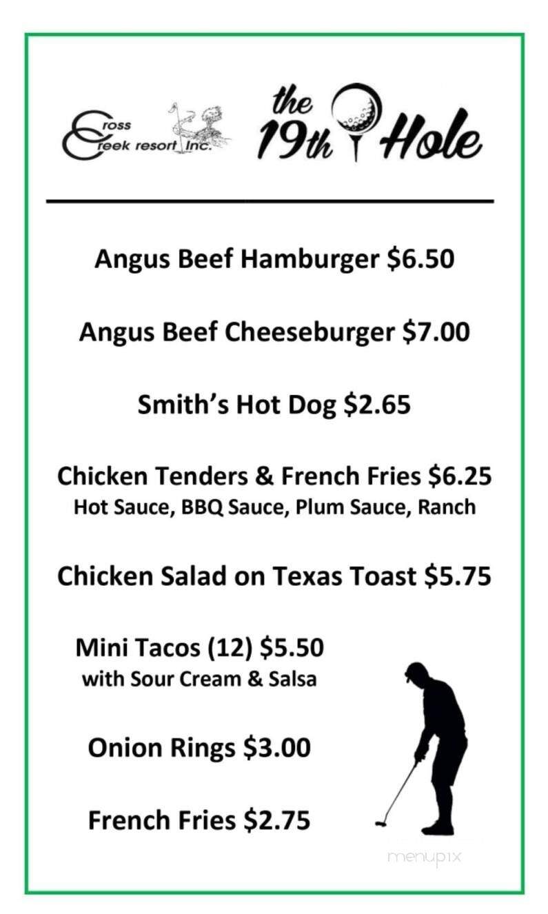 Cross Creek Resort - Titusville, PA menu_pic