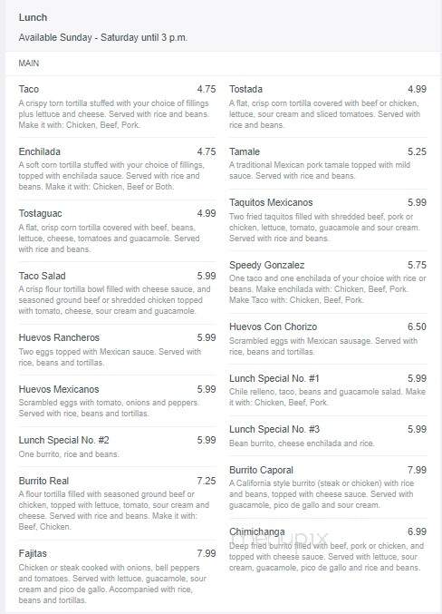 El Caporal - Camdenton, MO menu_pic