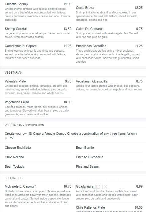 El Caporal - Camdenton, MO menu_pic