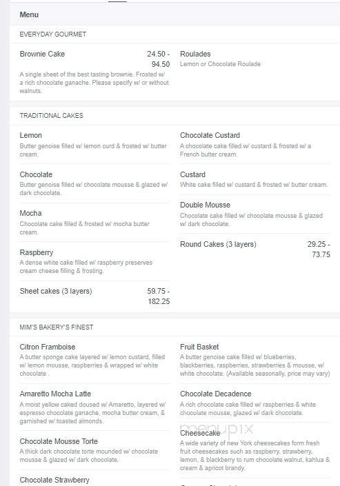 Mim's Bakery - Chico, CA menu_pic