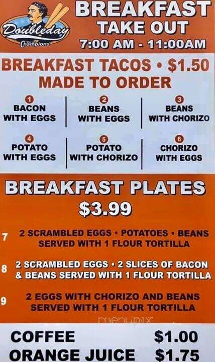 Doubleday Bar of Champions - Port Isabel, TX menu_pic
