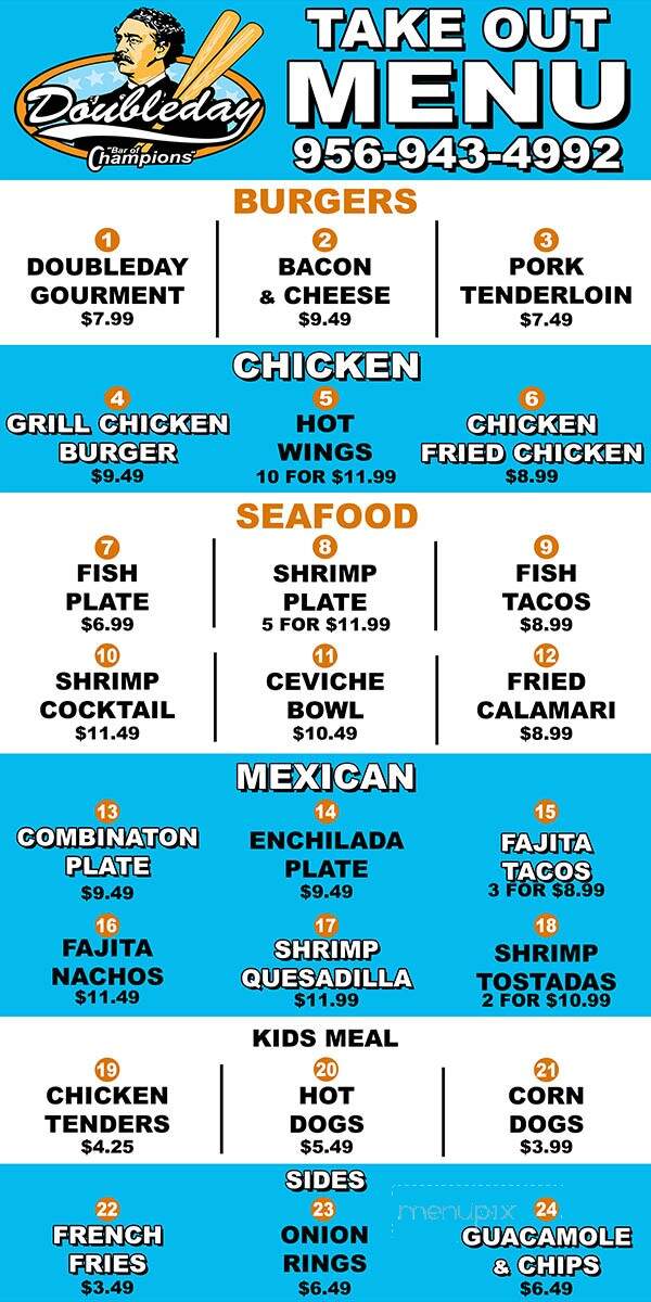 Doubleday Bar of Champions - Port Isabel, TX menu_pic