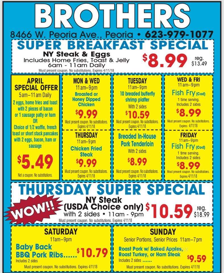 Brothers Family Restaurant - Peoria, AZ menu_pic