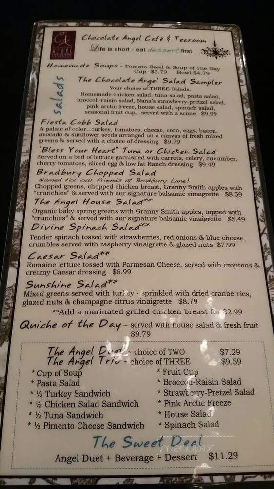 Chocolate Angel Tea Room - Richardson, TX menu_pic