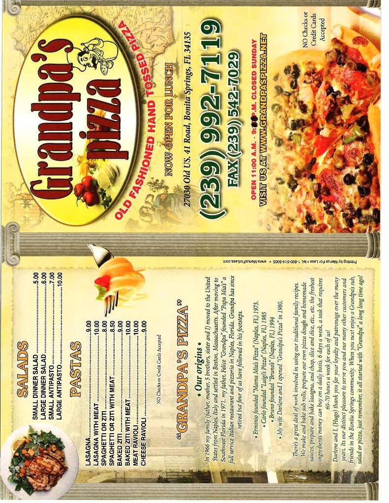 Grandpa's Pizza - Bonita Springs, FL menu_pic