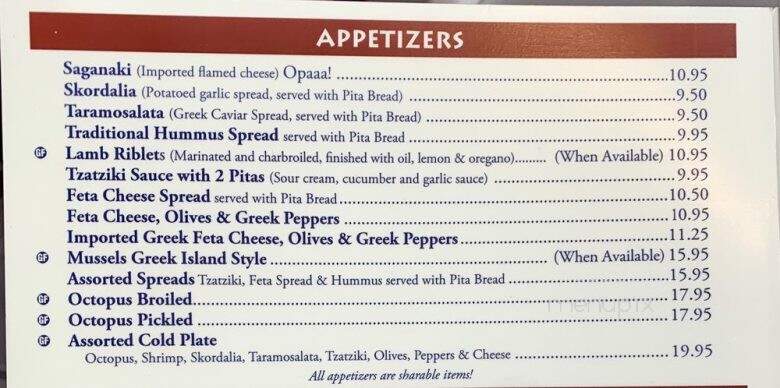 Hellas Restaurant - Tarpon Springs, FL menu_pic