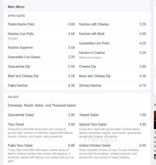 Lafiesta - Erie, MI menu_pic
