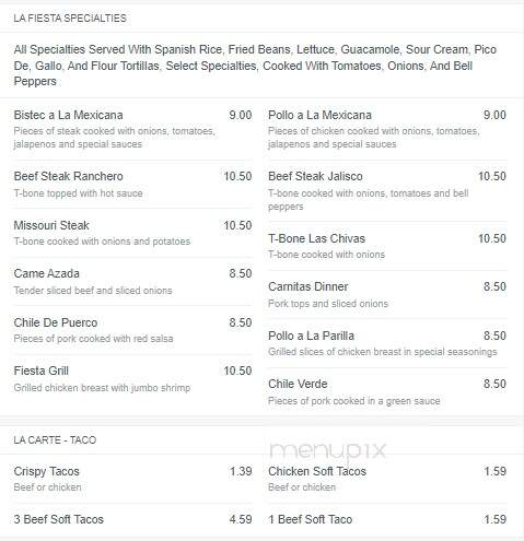 Lafiesta - Erie, MI menu_pic