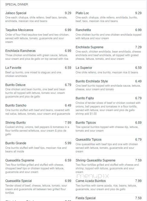 Lafiesta - Erie, MI menu_pic