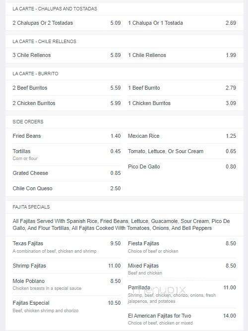 Lafiesta - Erie, MI menu_pic