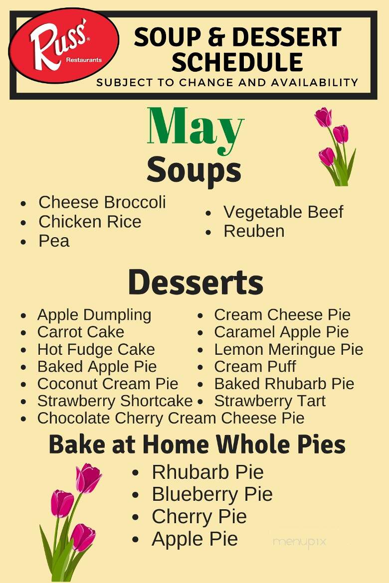 Russ' Restaurant - Muskegon, MI menu_pic