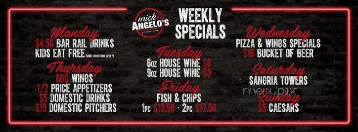 Mick and Angelo's Italian Eatery - Niagara Falls, ON menu_pic