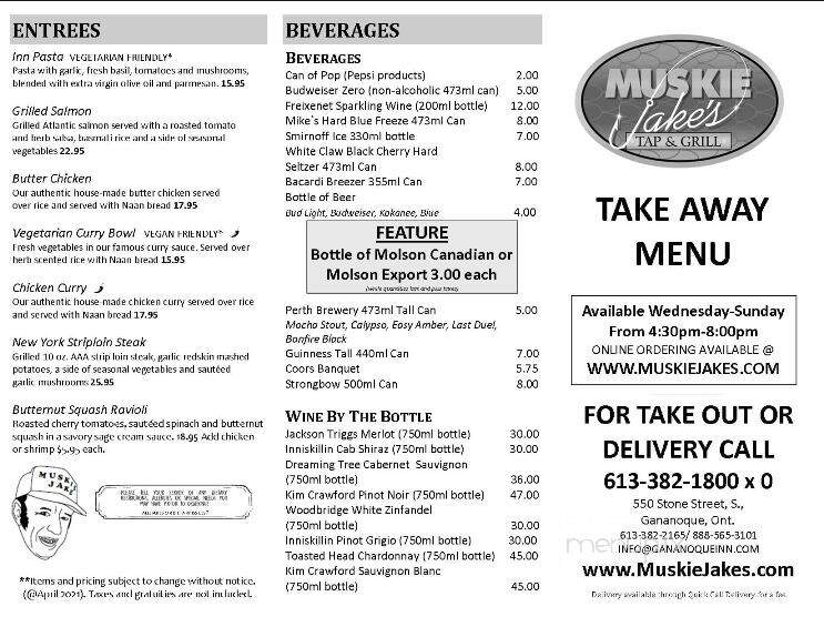 Gananoque Inn & Spa - Gananoque, ON menu_pic