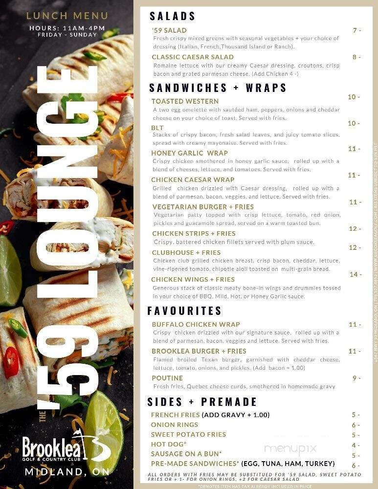 Brooklea Golf & Country Club - Midland, ON menu_pic