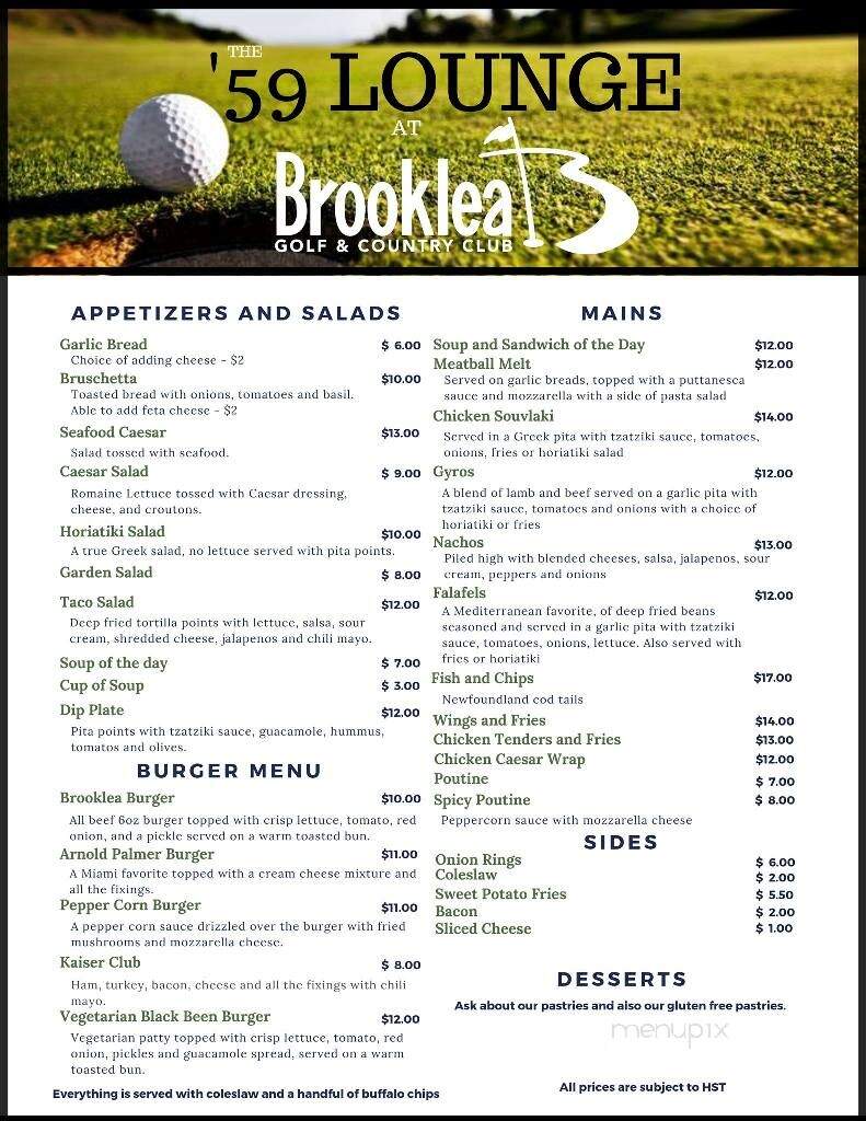 Brooklea Golf & Country Club - Midland, ON menu_pic