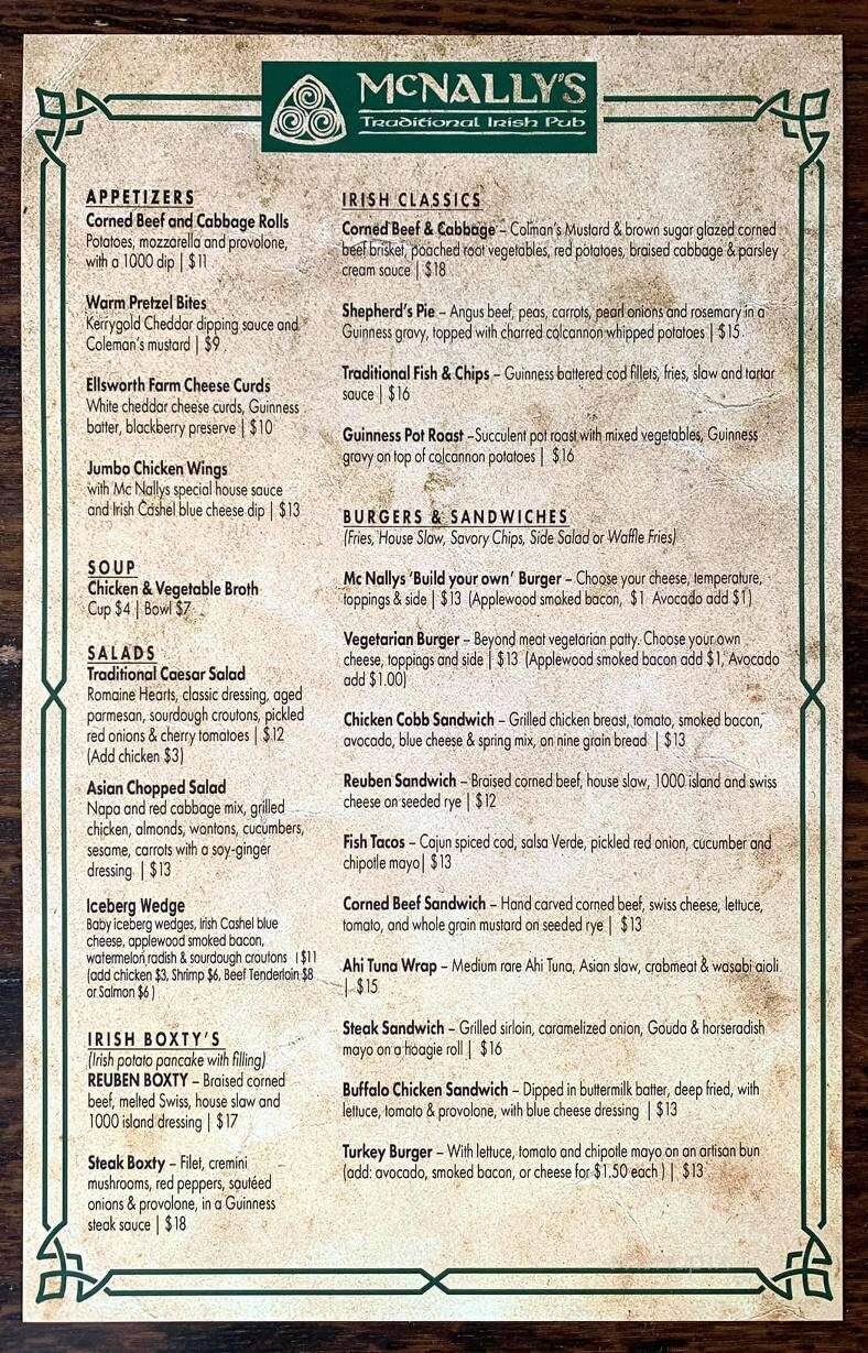 McNally's Irish Pub - Saint Charles, IL menu_pic